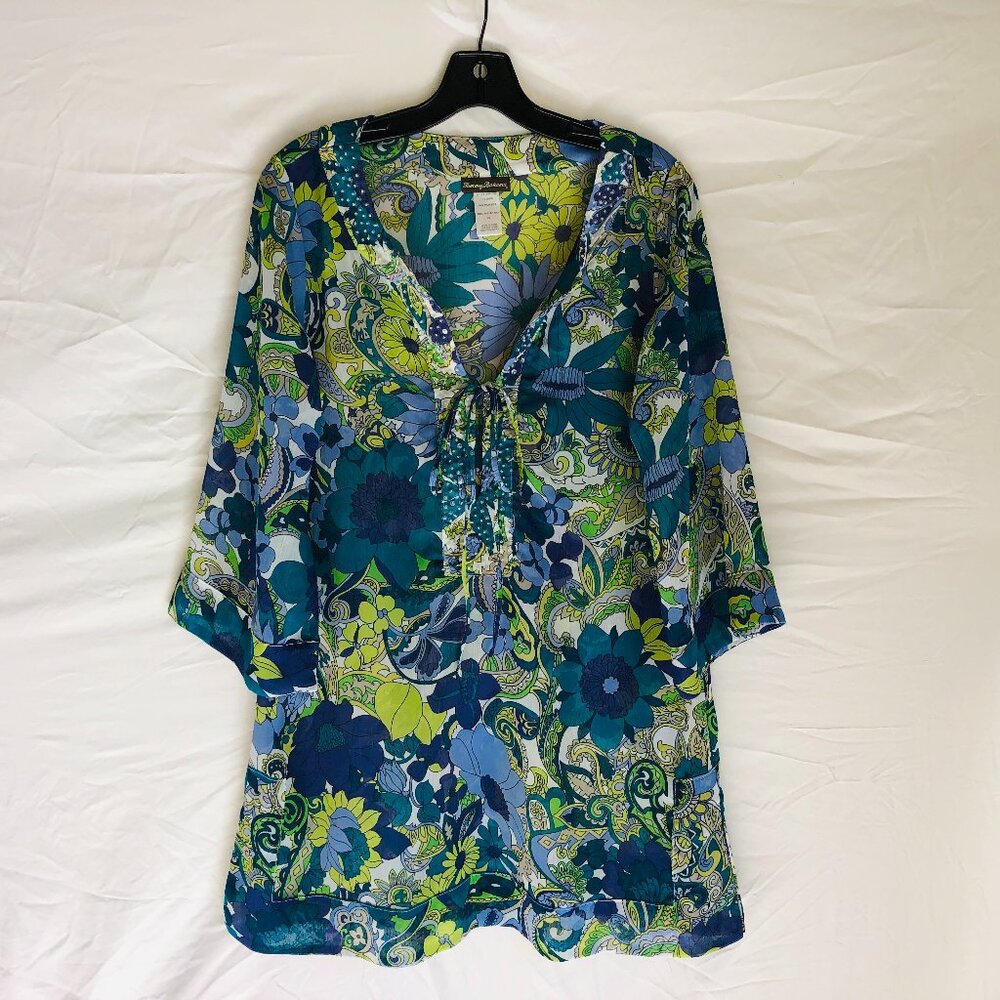 Tommy Bahama Women's Size XS Loose Relaxed Fit Sheer Floral Swim Cover Up Tunic